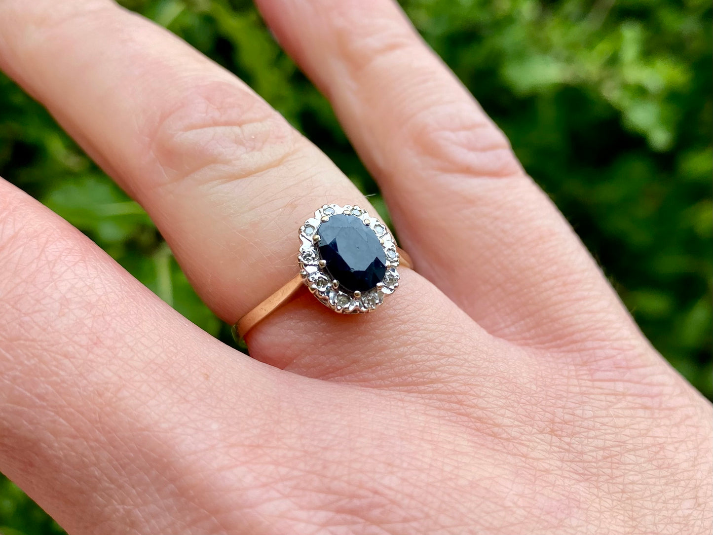 Vintage 9ct Gold Sapphire & Diamond Ring