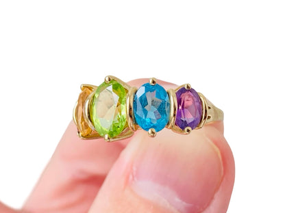 Vintage 9ct Gold Multi-Gemstone Ring
