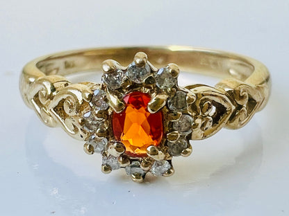 9ct Gold Citrine & Diamond Ring