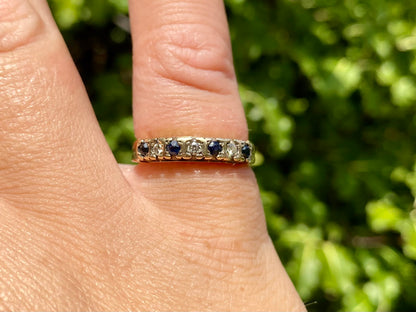 Vintage 9ct Gold Sapphire & Diamond Ring
