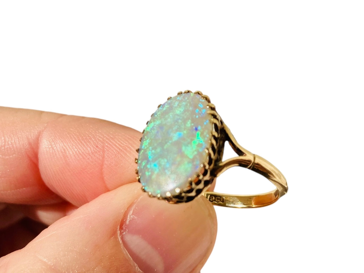 Antique 9ct Gold Opal Doublet Ring