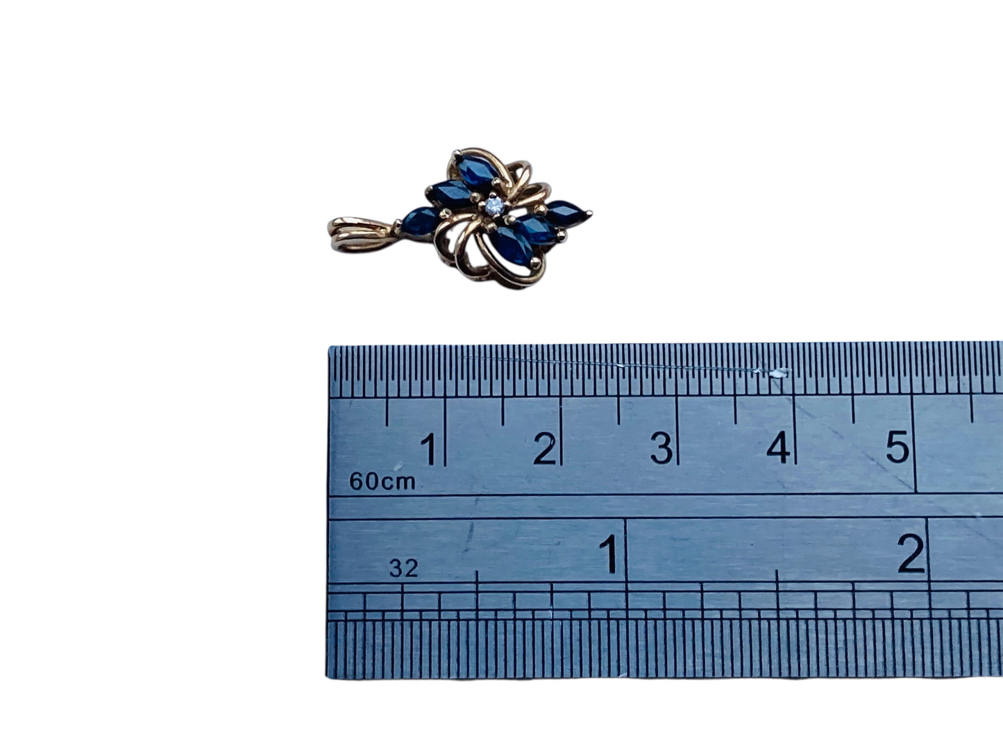 9ct Gold Sapphire & Diamond Pendant