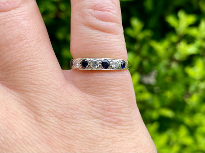 Vintage 9ct Gold Sapphire & Diamond Ring