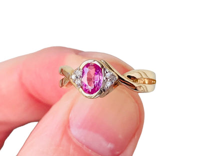 9ct Gold Pink Sapphire & Diamond Ring