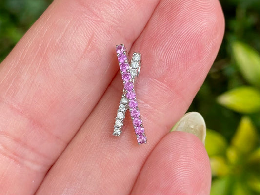 9ct Gold Pink Sapphire & Diamond Pendant