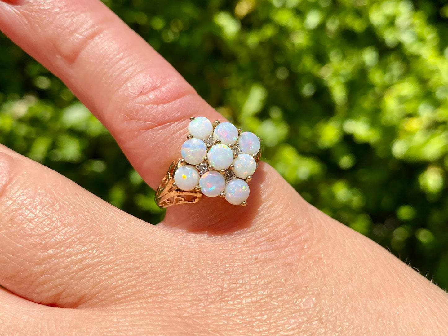 9ct Gold Opal & Diamond Ring