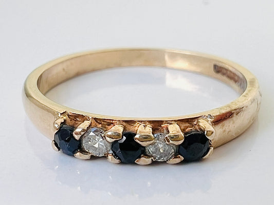 Vintage 9ct Gold Sapphire & Diamond Stacking Ring
