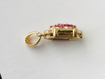 9ct Gold Pink Sapphire & Diamond Pendant