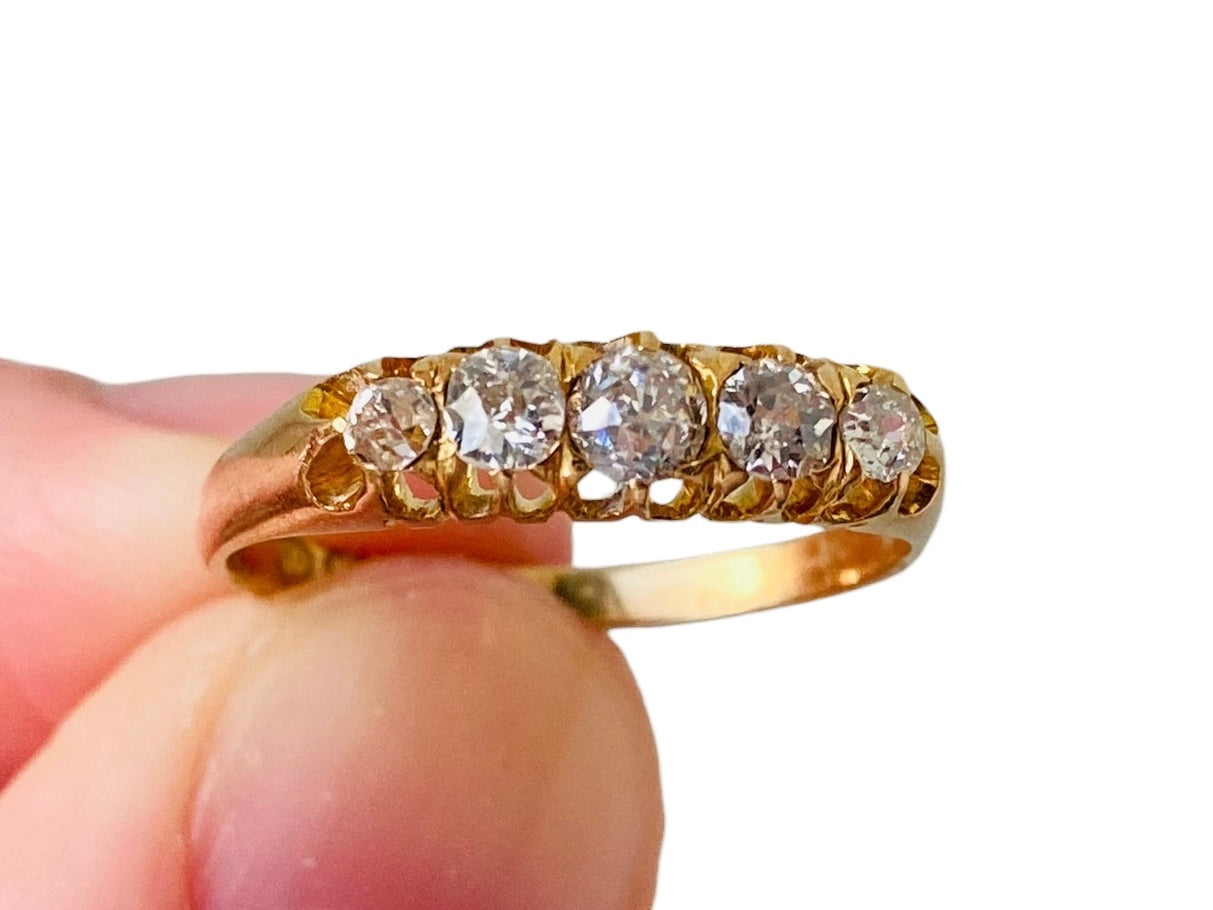 Antique Victorian 18ct Gold Five-Stone Diamond Ring
