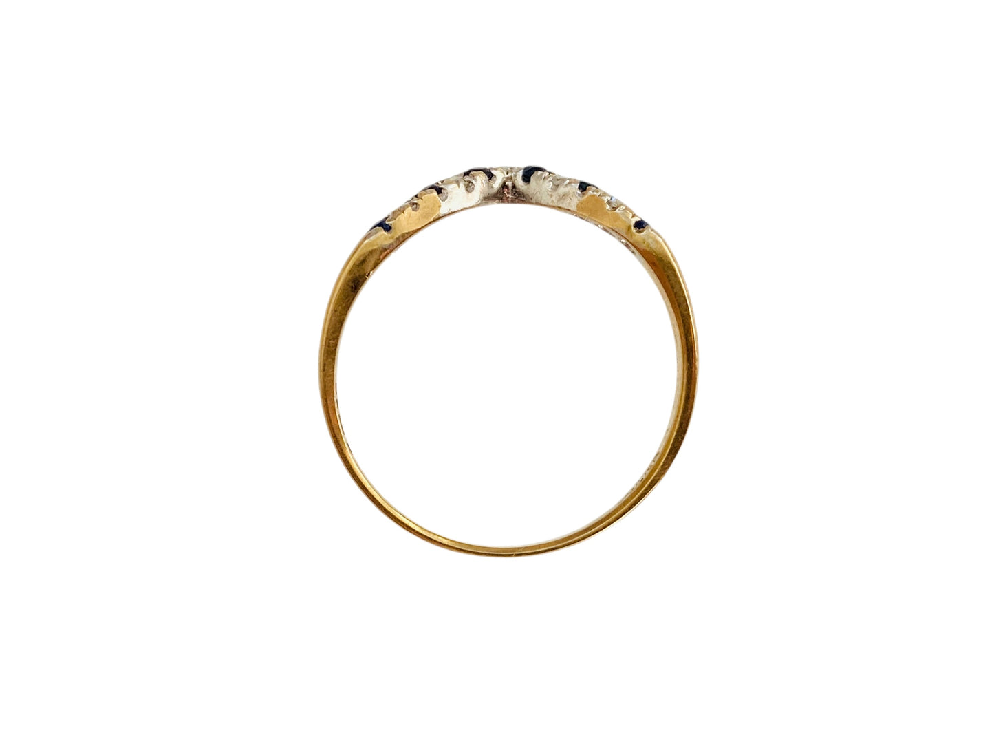 9ct Gold Sapphire & Diamond Wishbone Ring