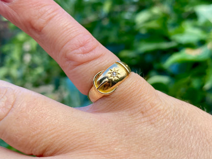 Antique 18ct Gold Belt Buckle Diamond Ring
