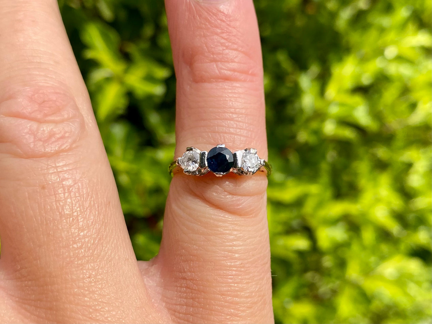18ct Gold Sapphire & Diamond Trilogy Ring