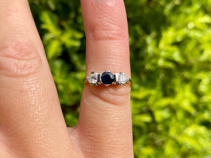 18ct Gold Sapphire & Diamond Trilogy Ring