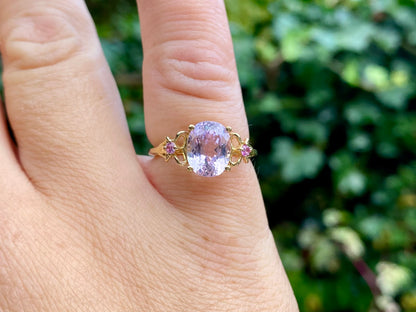 9ct Gold Pink Topaz & Pink Sapphire Ring