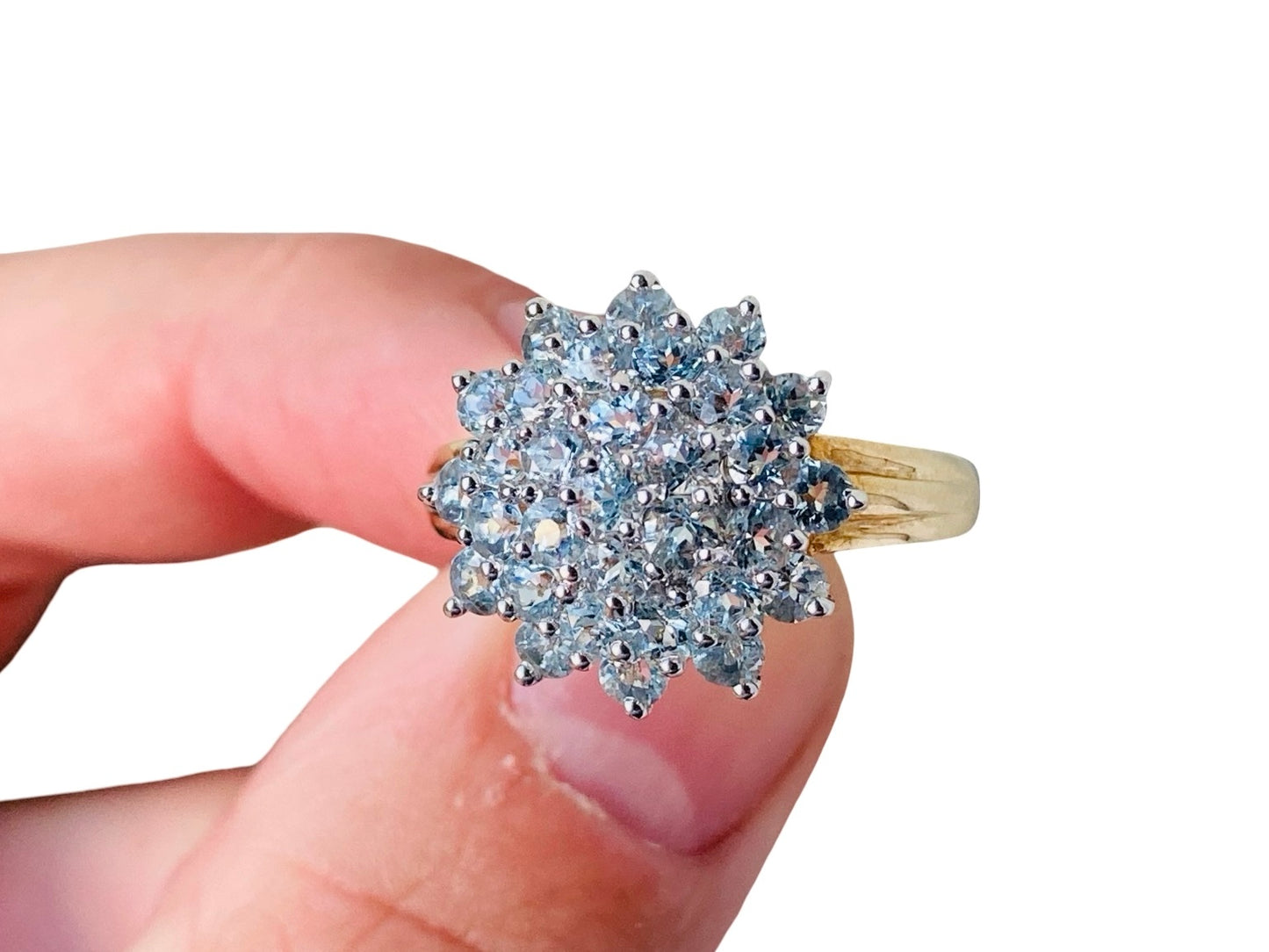 9ct Gold Aquamarine Cluster Ring