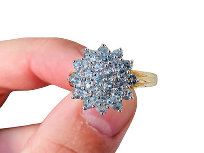 9ct Gold Aquamarine Cluster Ring