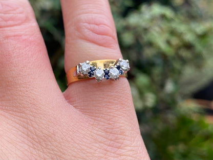 Vintage 18ct Gold Sapphire & Diamond Ring