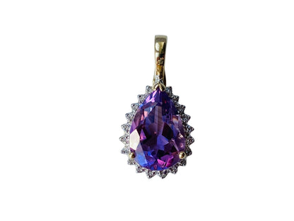 9ct Gold Amethyst & Diamond Pendant