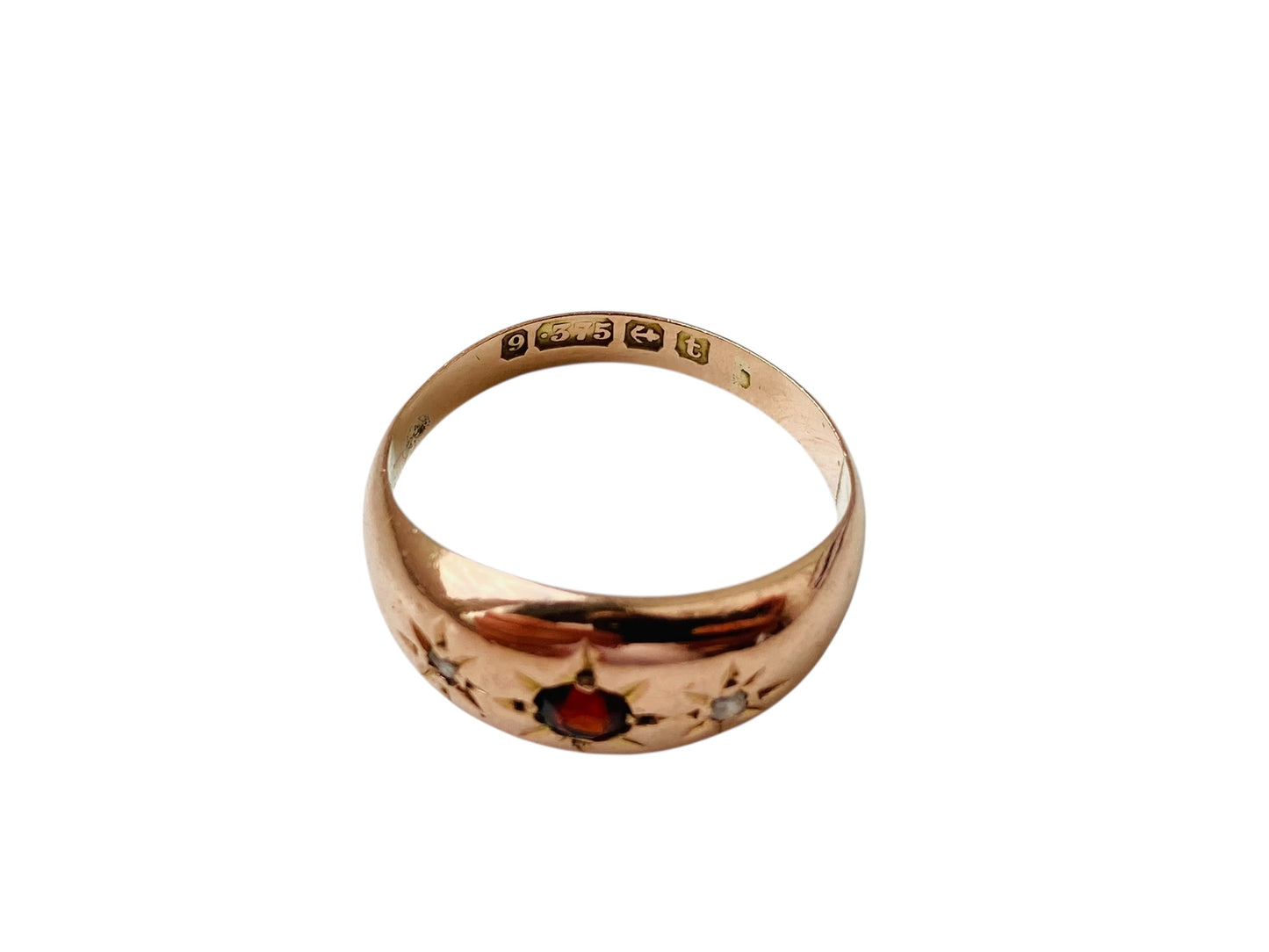 Antique 9ct Gold Garnet & Diamond Ring