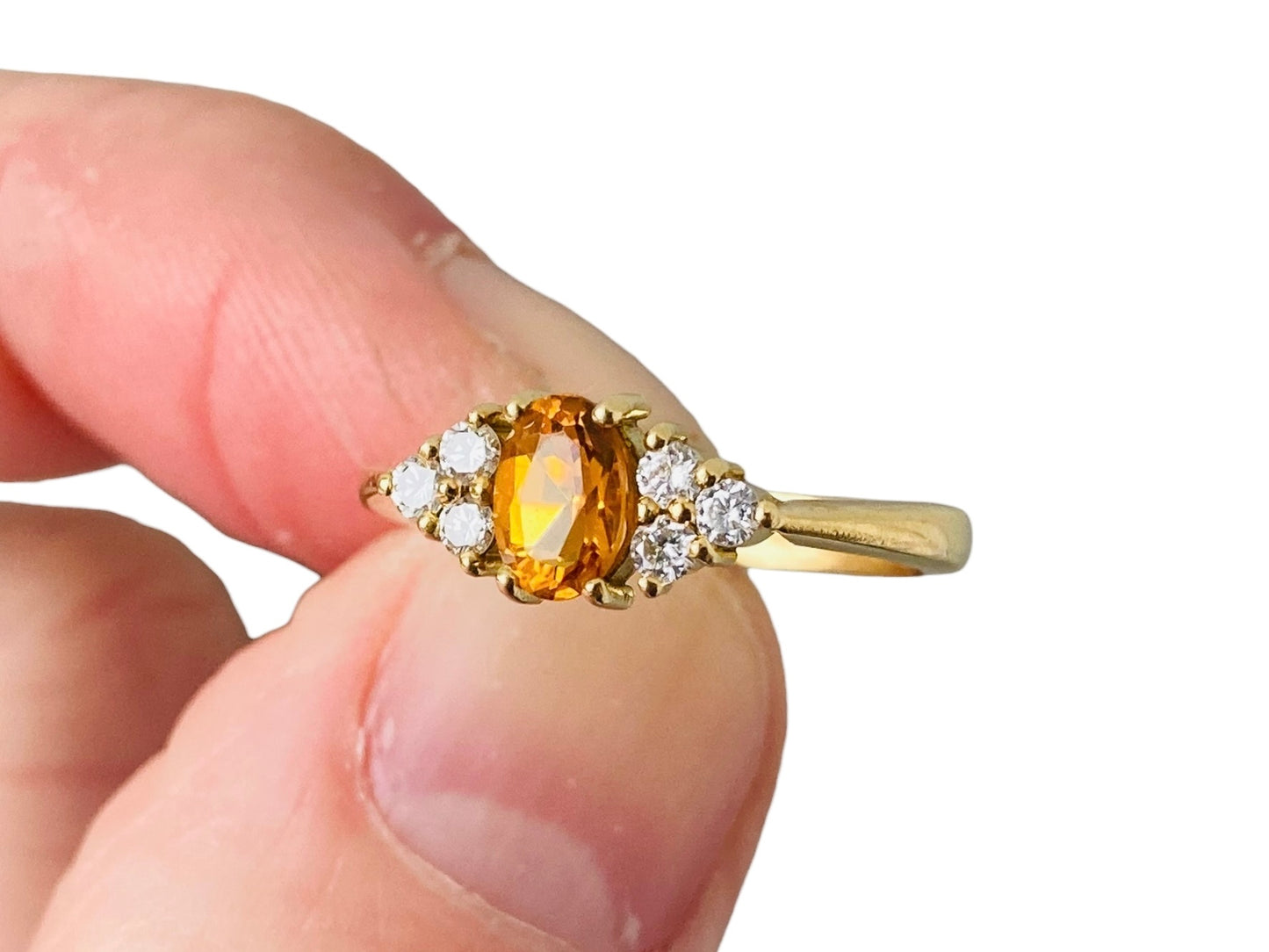 18ct Gold Citrine & Diamond Ring