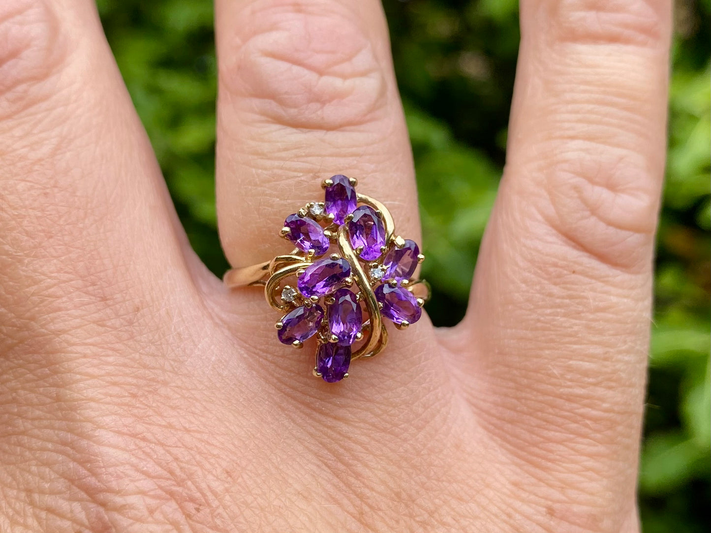 9ct Gold Amethyst & Diamond Ring