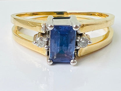 Vintage 18ct Gold Sapphire & Tanzanite Flip Ring