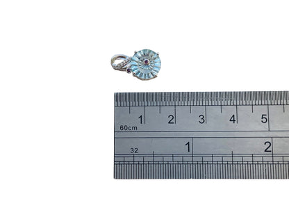 9ct Gold Aquamarine, Red & White Diamond Lehrer Pendant