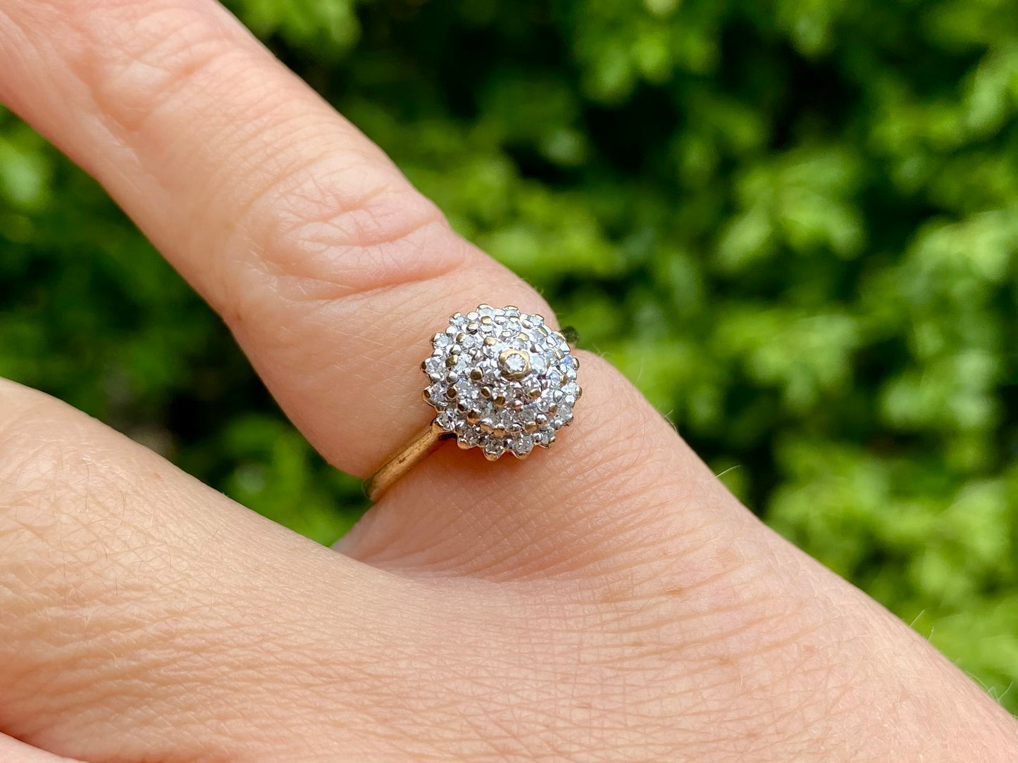 Vintage 9ct Gold Diamond Cluster Ring