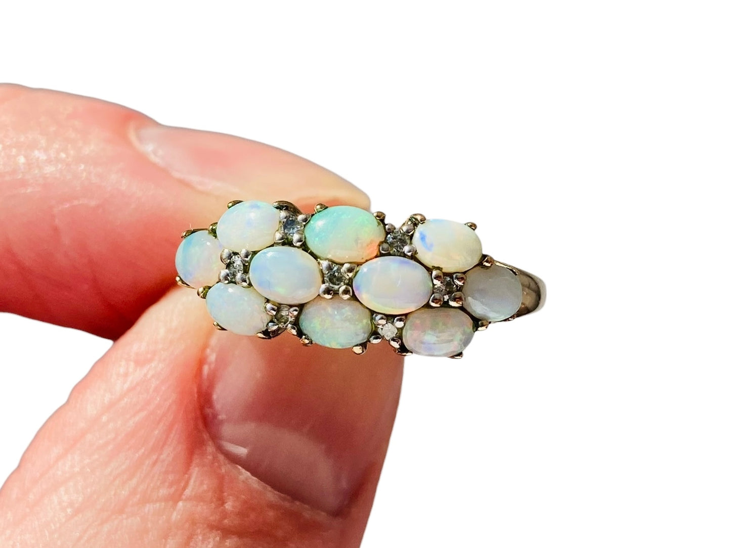9ct Gold Opal & Diamond Ring