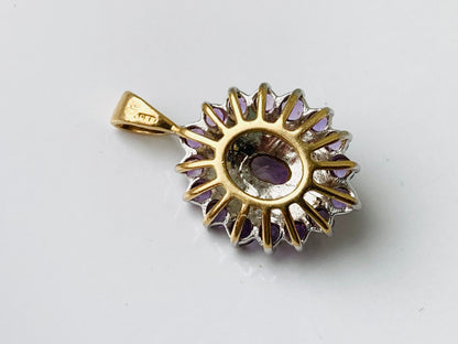 Vintage 9ct Gold Amethyst & Diamond Pendant