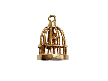 Vintage 9ct Gold Bird In Cage Pendant