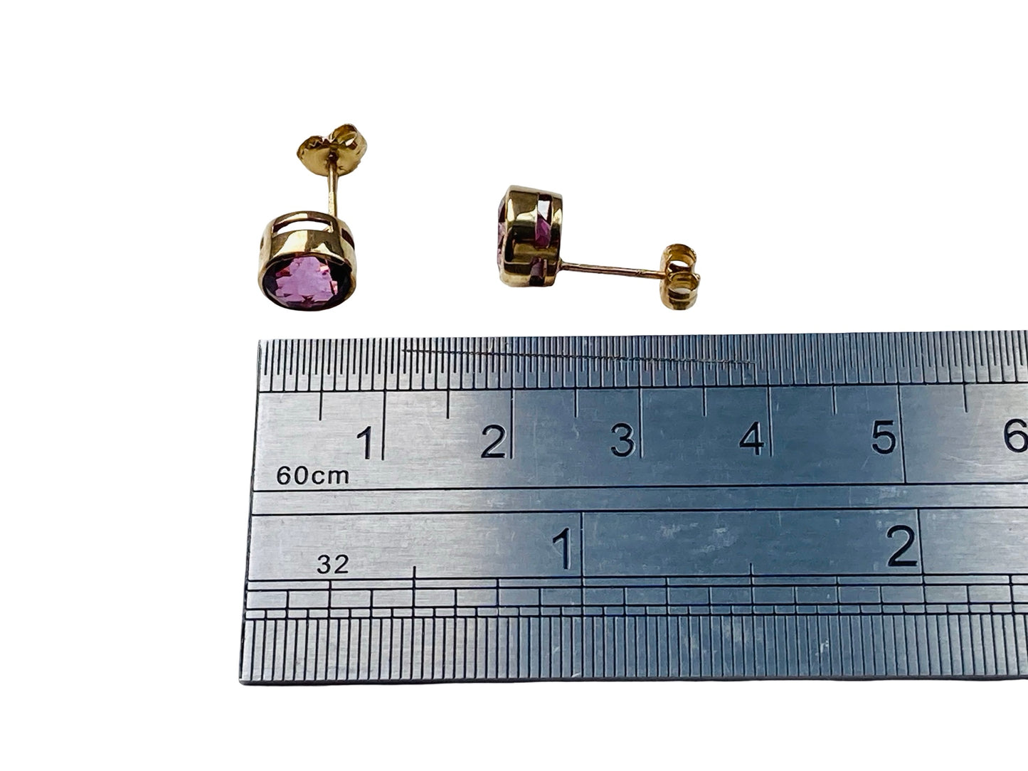 9ct Gold Purple/Pink Tourmaline Earrings
