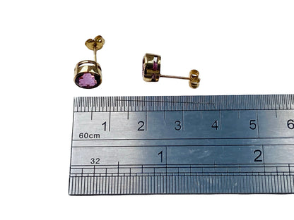 9ct Gold Purple/Pink Tourmaline Earrings