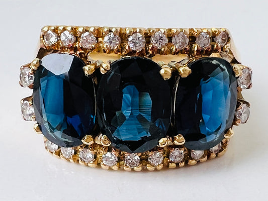 Vintage 18ct Gold Sapphire & Diamond Ring