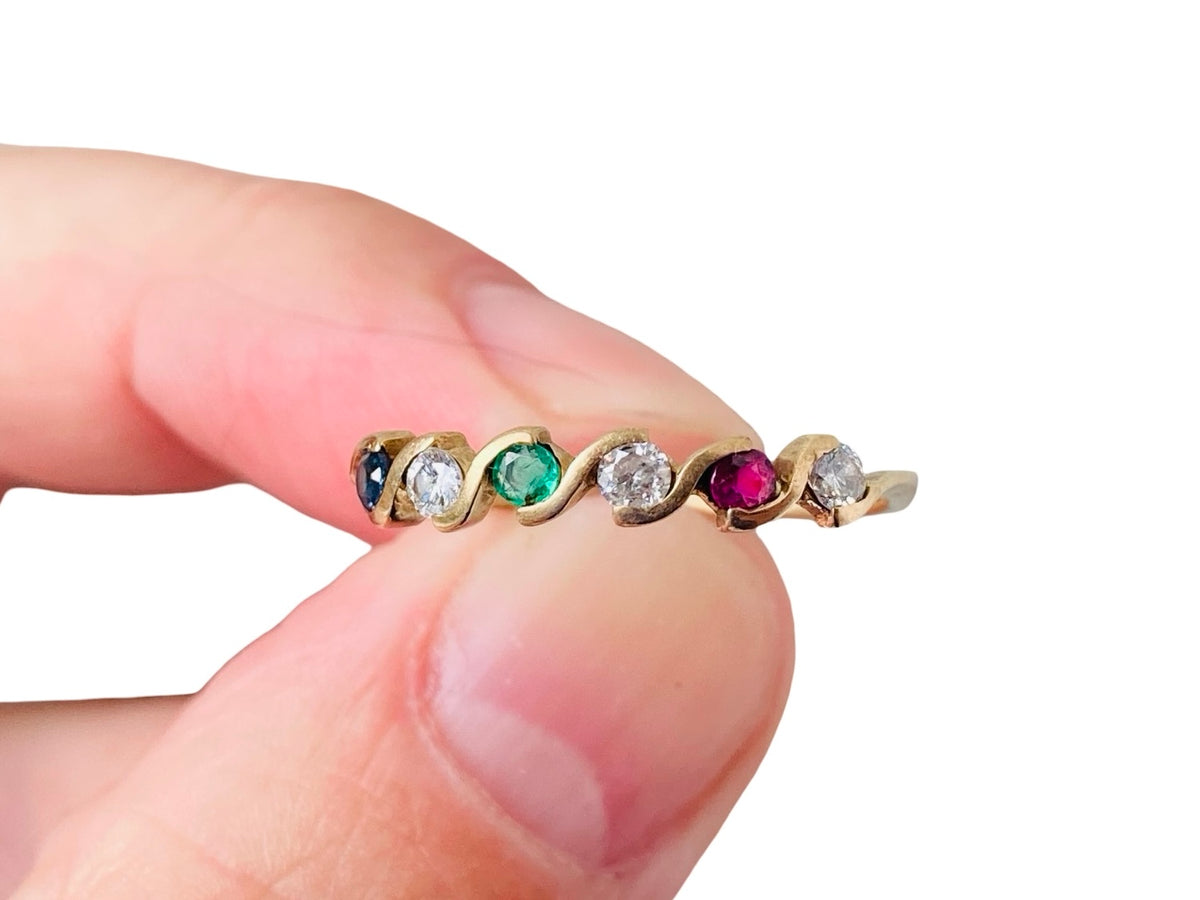 Vintage 9ct Gold Multi-Gemstone Ring