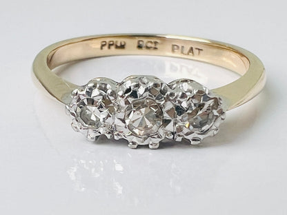 Antique 9ct Gold Diamond Ring