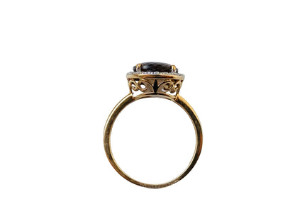 9ct Gold Smoky Quartz & Diamond Ring