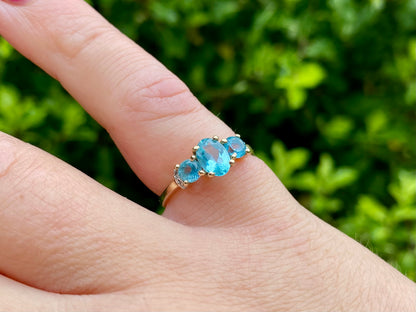9ct Gold Apatite & Diamond Ring