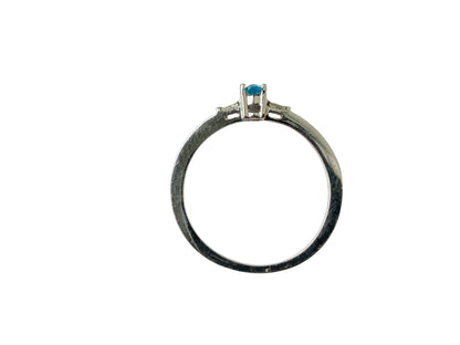 18ct Gold Aquamarine & Dimaond Ring