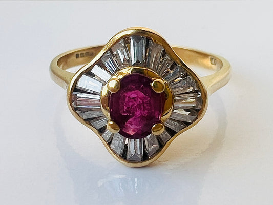 18ct Gold Ruby & Diamond Ring