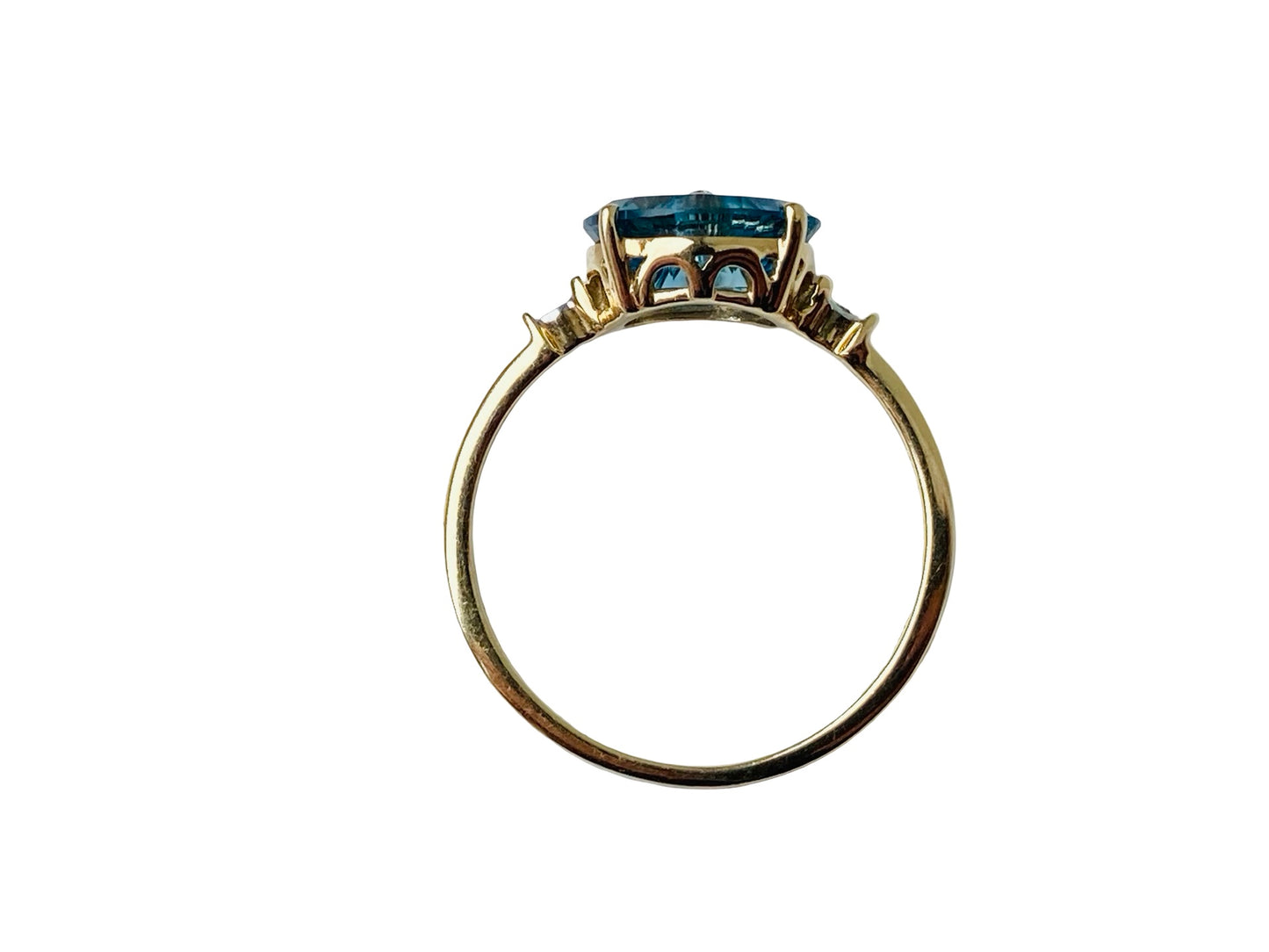 9ct Gold Lehrer Topaz & Diamond Ring