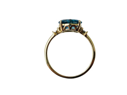 9ct Gold Lehrer Topaz & Diamond Ring