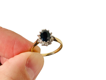 9ct Gold Sapphire & Diamond Cluster Ring