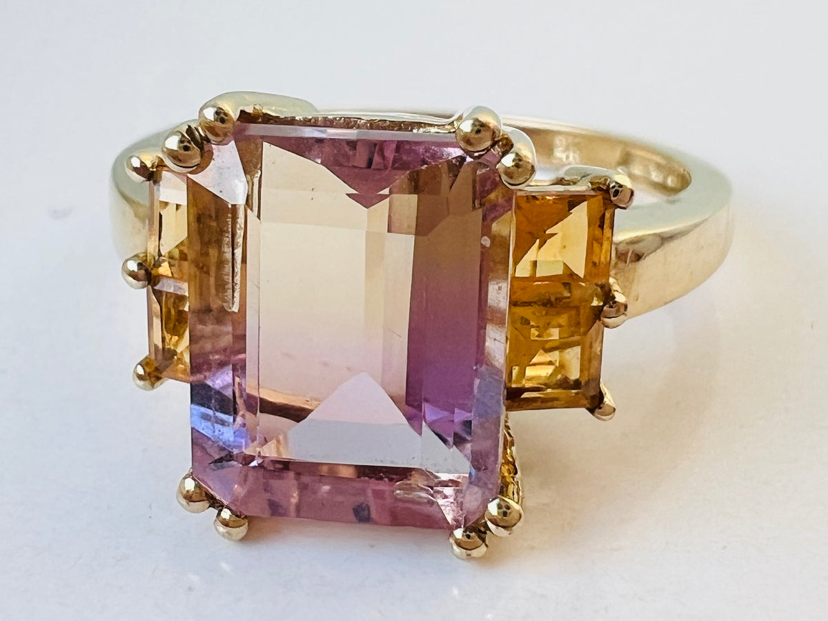 9ct Gold Ametrine & Citrine Ring