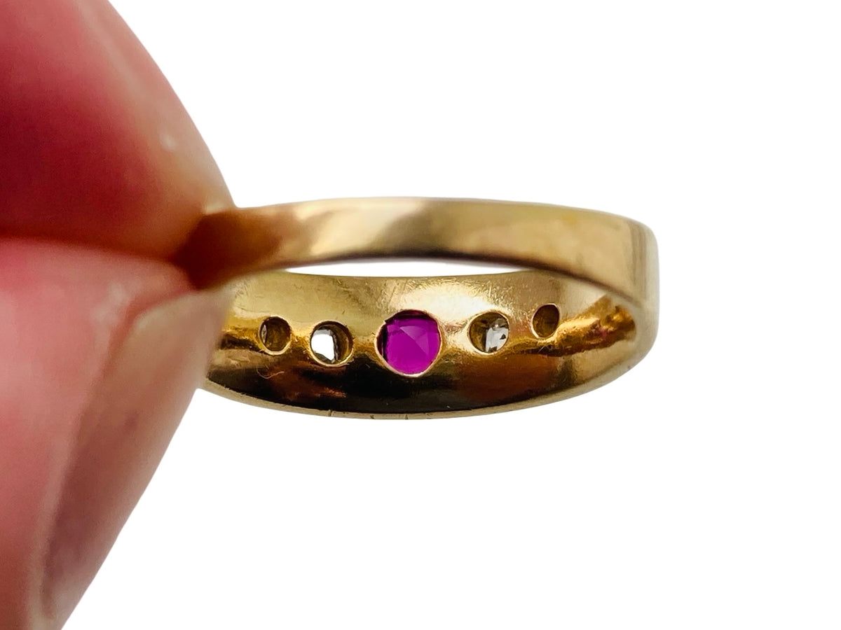 Antique 18ct Gold Ruby & Diamond Ring