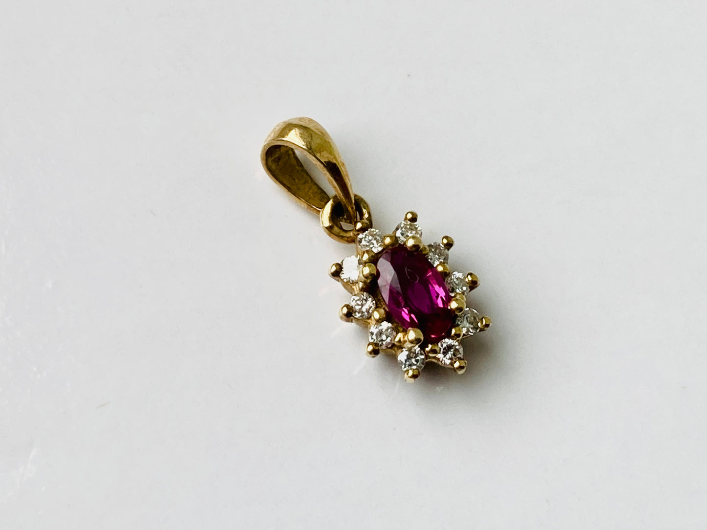 Vintage 9ct Gold Ruby & Diamond Pendant