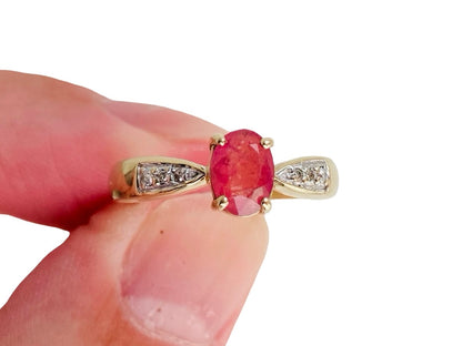 9ct Gold Pink Tourmaline & Diamond Ring