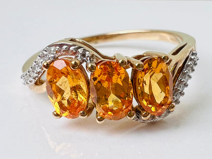 9ct Gold Citrine & Diamond Ring