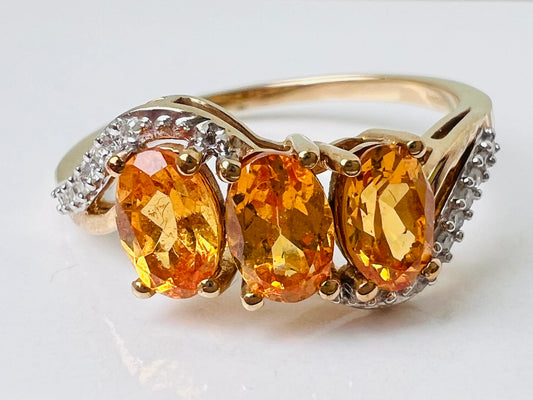 9ct Gold Citrine & Diamond Ring