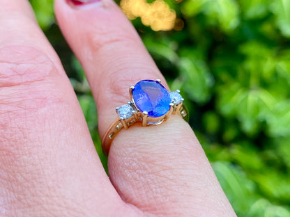 14ct Gold Tanzanite & Diamond Ring